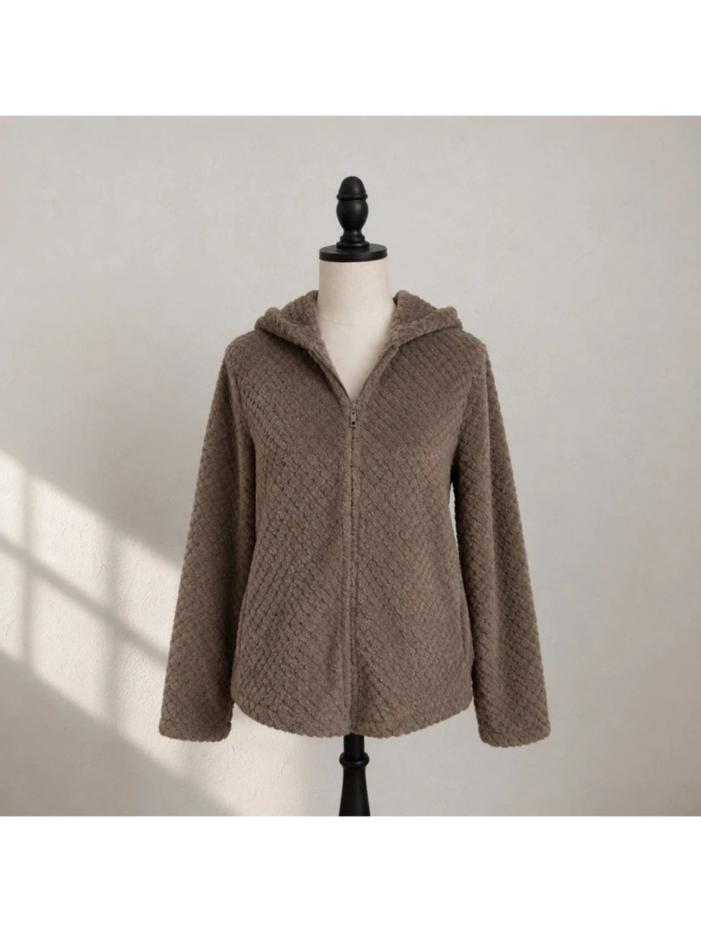 Love to Lounge Purple Textured Fleece Zip Hoodie Jacket Women’s S 4-6